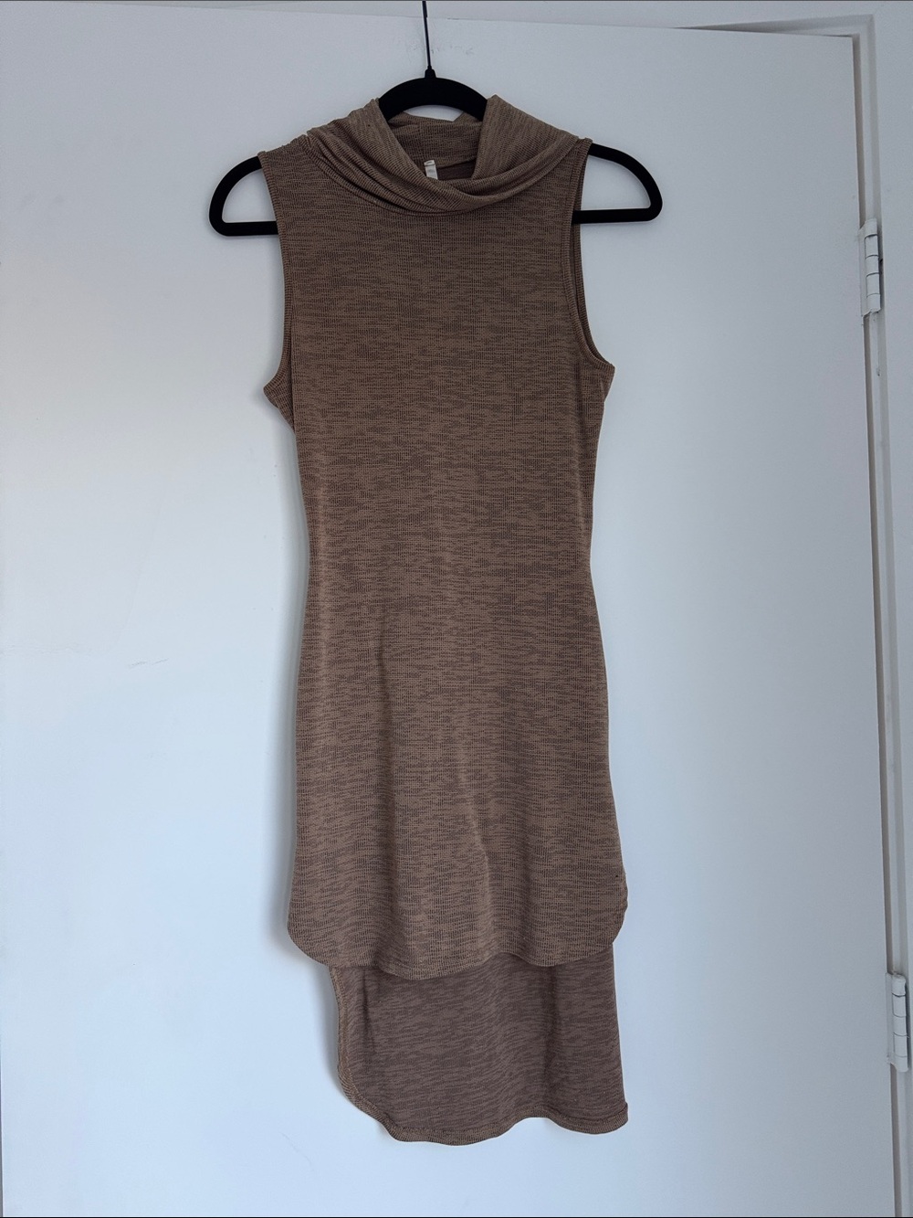 Sleeveless Brown High-Low Cowl Neck Dress
